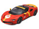 Ferrari SF90 Stradale Assetto Fiorano #50 Red with Black Top and Yellow Stripes Race Play Series 1/18 Diecast Model Car Bburago 16021RD