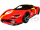 Ferrari SF90 Stradale Assetto Fiorano #50 Red with Black Top and Yellow Stripes Race Play Series 1/18 Diecast Model Car Bburago 16021RD