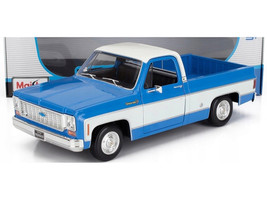 1974 Chevrolet C10 Cheyenne Super Pickup Truck Blue and White Special Edition Series 1/18 Diecast Model Car Maisto 31467BL