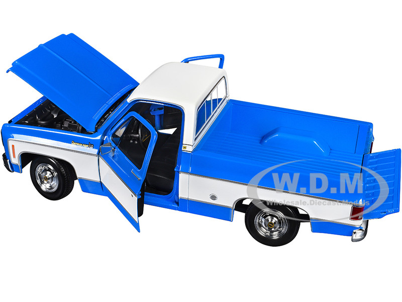 1974 Chevrolet C10 Cheyenne Super Pickup Truck Blue and White