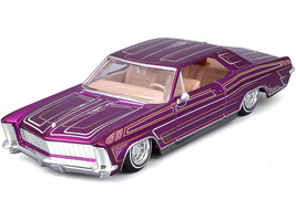 1965 Buick Riviera Lowrider Purple Metallic with Graphics Lowriders Series 1/26 Diecast Model Car Maisto 32551PU