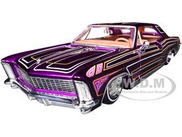 1965 Buick Riviera Lowrider Purple Metallic with Graphics Lowriders Series 1/26 Diecast Model Car Maisto 32551PU