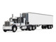 GMC General with 60 Flat Top Sleeper and 40 Vintage Refrigerated Trailer Black with Gray and White Stripes 1/64 Diecast Model DCP/First Gear 60-1923