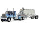 GMC General with 34 Flat Top Sleeper and Heil Pneumatic Tank Trailer Blue with Stripes 1/64 Diecast Model DCP/First Gear 60-1924