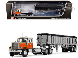 Chevrolet Bison Day Cab with East End Dump Trailer Orange and Beige 1/64 Diecast Model DCP/First Gear 60-1925