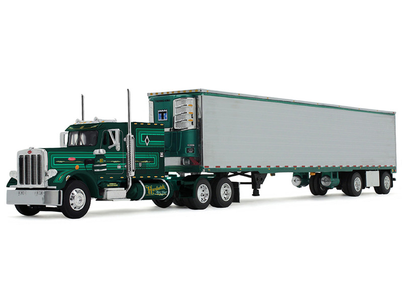 Peterbilt 359 with 60 Vintage Sleeper and 53 Utility Trailer with Reefer Hardwick Motor Freight Green Metallic with Stripes Big Rigs Series II #2 1/64 Diecast Model DCP/First Gear 69-2100