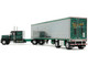 Peterbilt 359 with 60 Vintage Sleeper and 53 Utility Trailer with Reefer Hardwick Motor Freight Green Metallic with Stripes Big Rigs Series II #2 1/64 Diecast Model DCP/First Gear 69-2100