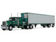 Peterbilt 359 with 60 Vintage Sleeper and 53 Utility Trailer with Reefer Hardwick Motor Freight Green Metallic with Stripes Big Rigs Series II #2 1/64 Diecast Model DCP/First Gear 69-2100