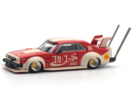 Skyline GT R V8 Drift Hakosuka RHD Right Hand Drive Coca Cola Japan Red and Cream 1/64 Diecast Model Car Pop Race PR640135