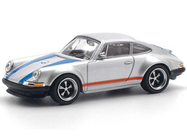 Singer 964 Silver Metallic with Blue and Red Stripes 1/64 Diecast Model Car Pop Race PR640188