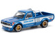 Datsun Pandem 620 Pickup Truck #66 Blue Metallic with White Stripes and Graphics 1/64 Diecast Model Car Pop Race PR640217