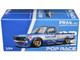 Datsun Pandem 620 Pickup Truck #66 Blue Metallic with White Stripes and Graphics 1/64 Diecast Model Car Pop Race PR640217