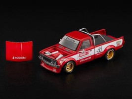 Datsun Pandem 620 Pickup Truck #41 Red Metallic with White Stripes and Graphics "2025 Thailand Diecast Expo 1/64 Diecast Model Car Pop Race PR640283