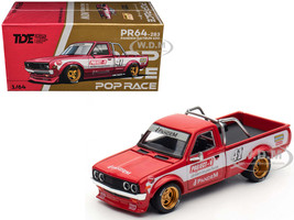 Datsun Pandem 620 Pickup Truck #41 Red Metallic with White Stripes and Graphics "2025 Thailand Diecast Expo 1/64 Diecast Model Car Pop Race PR640283