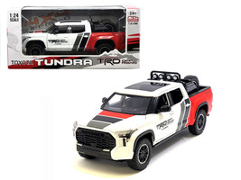 2023 Toyota Tundra TRD 4x4 Pickup Truck White and Red with Black and Gray Stripes with Sunroof and Wheel Rack Limited Edition to 2400 pieces Worldwide 1/24 Diecast Model Car H08555-MJS03