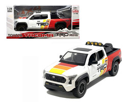 2024 Toyota Tundra TRD Off Road Edition Pickup Truck White and Red with TRD Stripes with Sunroof and Wheel Rack Limited Edition to 2400 pieces Worldwide 1/24 Diecast Model Car H08778-MJS01