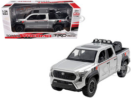 2024 Toyota Tundra TRD Off Road Edition Pickup Truck Silver Metallic with TRD Stripes with Sunroof and Wheel Rack Limited Edition to 2400 pieces Worldwide 1/24 Diecast Model Car H08778-MJS02