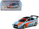 Mitsubishi Lancer Evolution X Varis RHD Right Hand Drive Light Blue with Black Top and Orange Stripes 1/64 Diecast Model Car CM Model CM64-EVOX-01