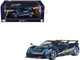 Pagani Huayra Tricolore Blue Carbon Metallic with Black Carbon Top and Italian Flag Stripes 1/64 Diecast Model Car CM Model CM64-HUAYRATRICOLORE-01