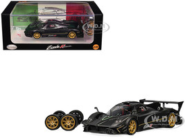Pagani Zonda Revolucion Black Carbon with Extra Wheels 1/64 Diecast Model Car CM Model CM64-REVOLUCION-07
