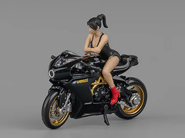 MV Agusta Superveloce 800 Motorcycle Black and Gold with Figure 1/64 Diecast Model CM Model CM64-SV800-02