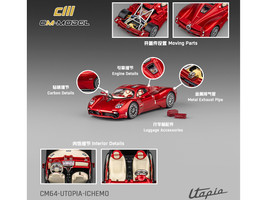 Pagani Utopia Red Metallic with Red Carbon Top 1/64 Diecast Model Car CM Model CM64-UTOPIA-ICHEMO
