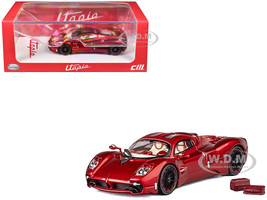Pagani Utopia Red Metallic with Red Carbon Top 1/64 Diecast Model Car CM Model CM64-UTOPIA-ICHEMO