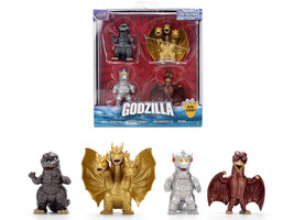 Set of 4 Diecast Figures Godzilla Franchise Metalfigs Series Jada 36699