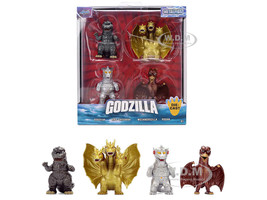 Set of 4 Diecast Figures Godzilla Franchise Metalfigs Series Jada 36699