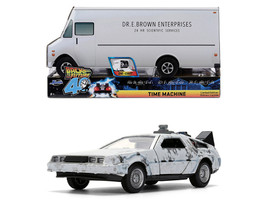 DMC DeLorean Time Machine Brushed Metal Frost Version Back to the Future 1985 Movie 40th Anniversary Special Packaging Hollywood Rides Series 1/32 Diecast Model Car Jada 36848