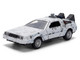 DMC DeLorean Time Machine Brushed Metal Frost Version Back to the Future 1985 Movie 40th Anniversary Special Packaging Hollywood Rides Series 1/32 Diecast Model Car Jada 36848