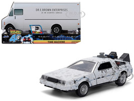 DMC DeLorean Time Machine Brushed Metal Frost Version Back to the Future 1985 Movie 40th Anniversary Special Packaging Hollywood Rides Series 1/32 Diecast Model Car Jada 36848