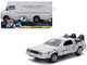 DMC DeLorean Time Machine Brushed Metal Frost Version Back to the Future 1985 Movie 40th Anniversary Special Packaging Hollywood Rides Series 1/32 Diecast Model Car Jada 36848