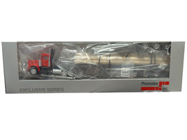 Peterbilt Super B Log Truck and Trailer Red with Log Accessories 1/87 (HO) Plastic Model Car Promotex 006613R