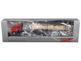 Peterbilt Super B Log Truck and Trailer Red with Log Accessories 1/87 (HO) Plastic Model Car Promotex 006613R