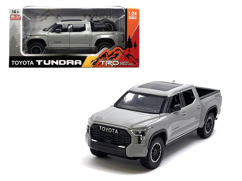 2023 Toyota Tundra TRD 4x4 Pickup Truck Cement Gray with Sunroof and Wheel Rack 1/24 Diecast Model Car H08555R-CM