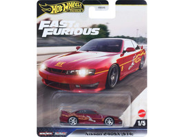 Nissan 240SX S14 RHD Right Hand Drive Maroon with Graphics The Fast and the Furious 2001 Movie Fast & Furious Series Diecast Model Car Hot Wheels JBL99