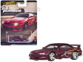 Nissan 240SX S14 RHD Right Hand Drive Maroon with Graphics The Fast and the Furious 2001 Movie Fast & Furious Series Diecast Model Car Hot Wheels JBL99