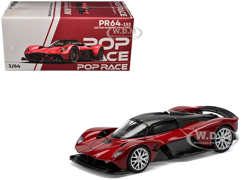Aston Martin Valkyrie Supernova Red Metallic with Carbon Top 1/64 Diecast Model Car Pop Race PR640152