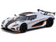Koenigsegg Agera RS Moon Silver Metallic with Black and Orange Stripes Global64 Series 1/64 Diecast Model Tarmac Works T64G-TL005-MS