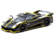 Pagani Huayra R Matt Black with Silver Accents and Yellow Stripes Global64 Series 1/64 Diecast Model Tarmac Works T64G-TL035-MBS