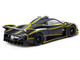 Pagani Huayra R Matt Black with Silver Accents and Yellow Stripes Global64 Series 1/64 Diecast Model Tarmac Works T64G-TL035-MBS