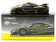Pagani Huayra R Matt Black with Silver Accents and Yellow Stripes Global64 Series 1/64 Diecast Model Tarmac Works T64G-TL035-MBS