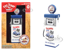 1951 Wayne 505 Gas Pump Busted Knuckle Garage White and Blue Vintage Gas Pumps Series 17 1/18 Diecast Replica Greenlight 14170B
