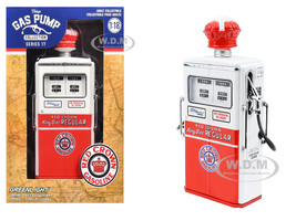 1954 Tokheim 350 Twin Gas Pump Red Crown Gasoline White and Red Vintage Gas Pumps Series 17 1/18 Diecast Replica Greenlight 14170C