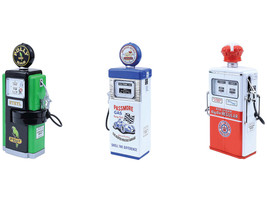 Vintage Gas Pumps Series 17 Set of 3 Pumps 1/18 Diecast Models Greenlight 14170-A-B-C