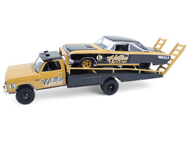 1985 Dodge Ram D350 Ramp Truck and 1965 Dodge Coronet Hotton Speed Shop Brown and Black H D Trucks Series 26 1/64 Diecast Model Cars Greenlight 33260A