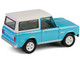 1966 Ford Bronco Custom SUV Turquoise Blue with White Top Barrett Jackson Series 15 1/64 Diecast Model Car Greenlight 37320A