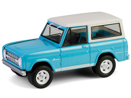 1966 Ford Bronco Custom SUV Turquoise Blue with White Top Barrett Jackson Series 15 1/64 Diecast Model Car Greenlight 37320A