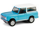 1966 Ford Bronco Custom SUV Turquoise Blue with White Top Barrett Jackson Series 15 1/64 Diecast Model Car Greenlight 37320A